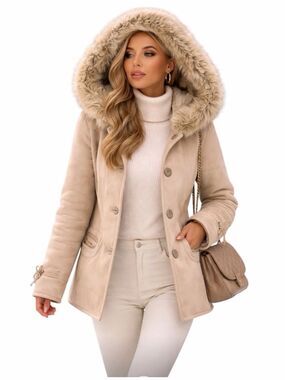 MIDTOWN VINTAGE FAUX SUEDE AND FUR COAT